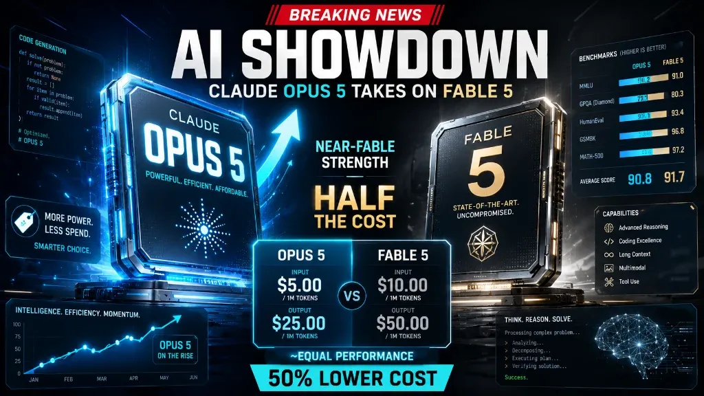 Claude Opus 5 vs. Fable 5: Near-Equal AI Performance at Half the Cost