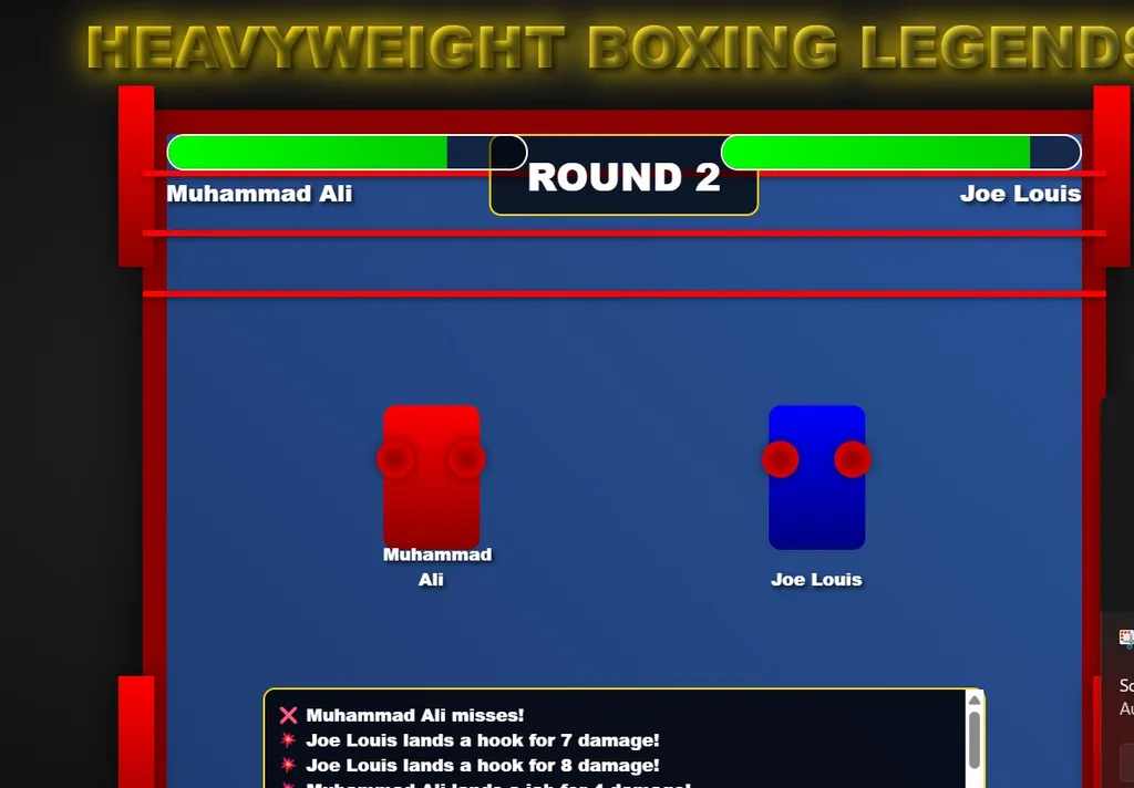 Claude 4 Opus generates this interesting heavyweight legends boxing simulator