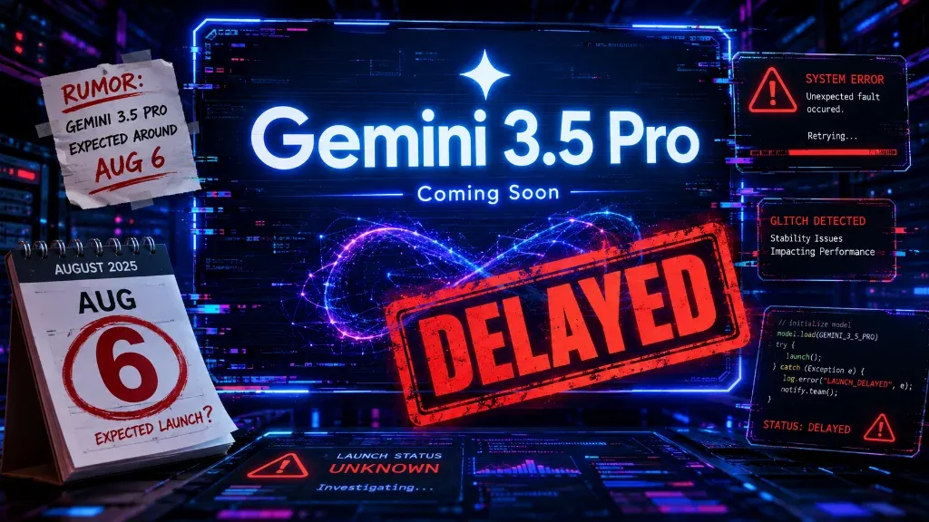 Gemini 3.5 Pro Delayed Again? Rumors Point to Glitches After Expected August 6 Launch